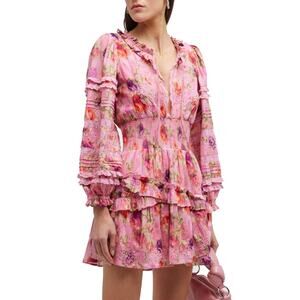 LoveShackFancy Clarkie Pink Embroidered Lace Mini Dress Size XS
